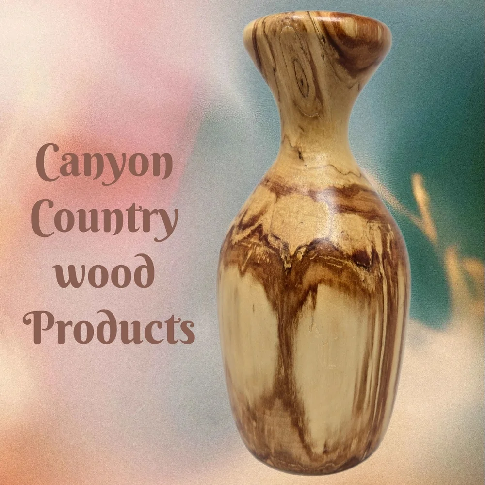 Canyon Country Wood Products Wooden Vase 7 Inches Tall 2.5 Inches Base Width